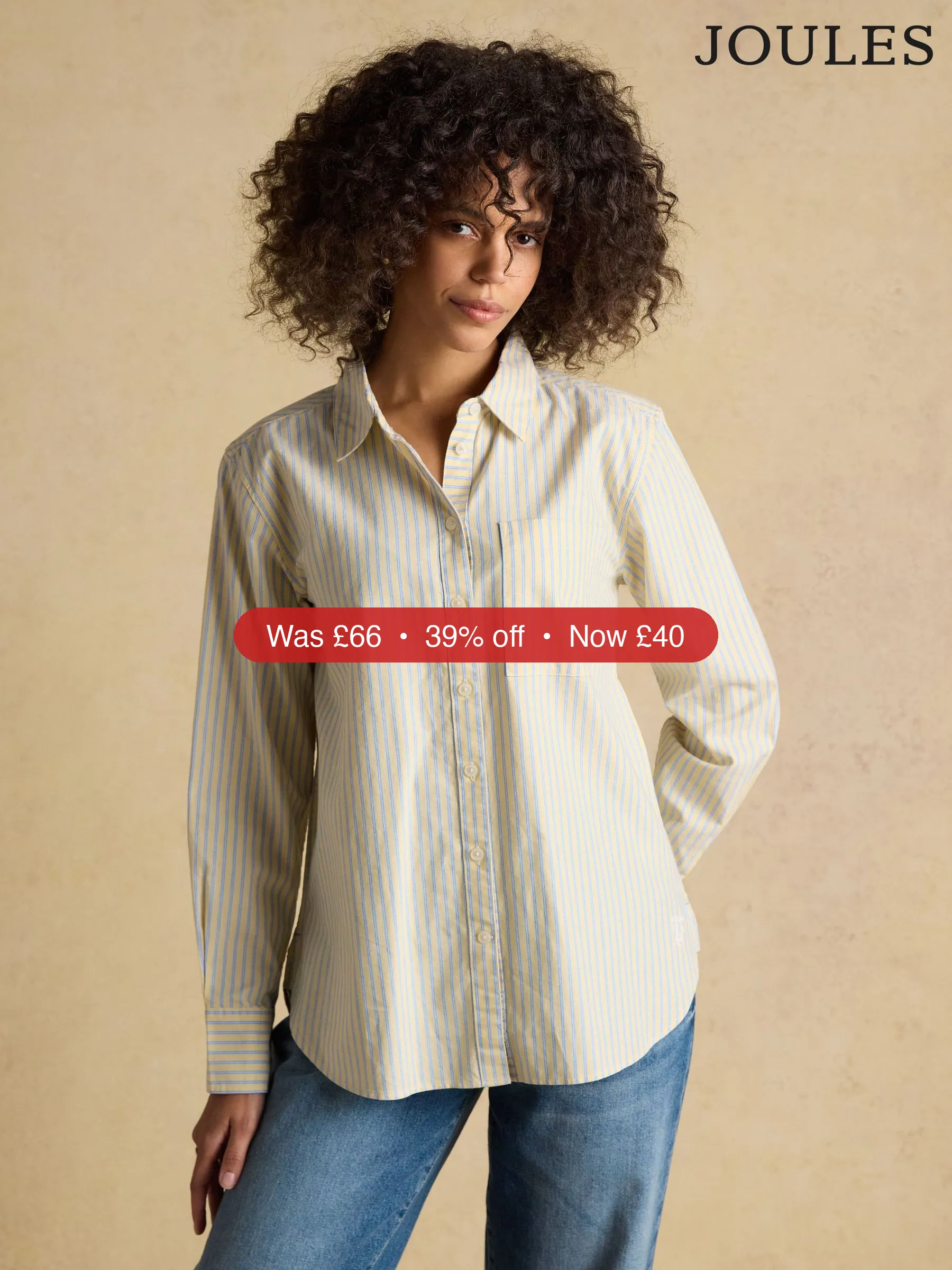 Next Joules Yellow Striped Boyfriend Fit Oxford Shirt - 39% Off