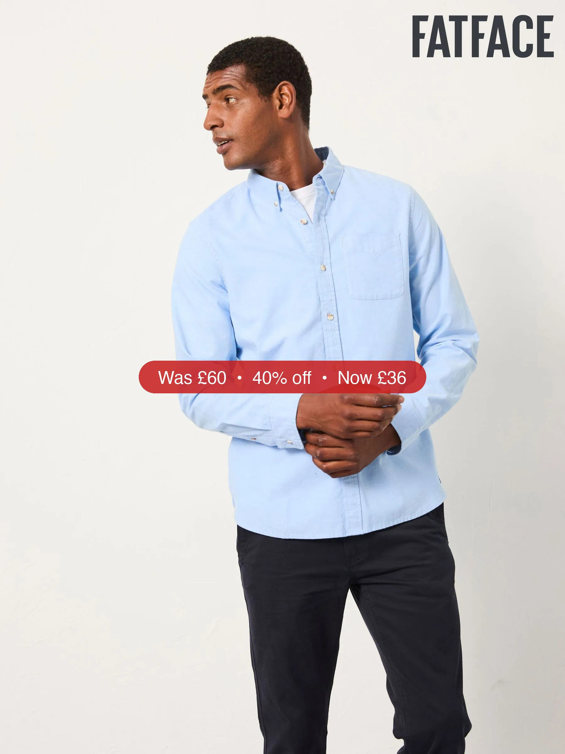 Next FatFace Oxford Blue Long Sleeve Shirt - 40% Off