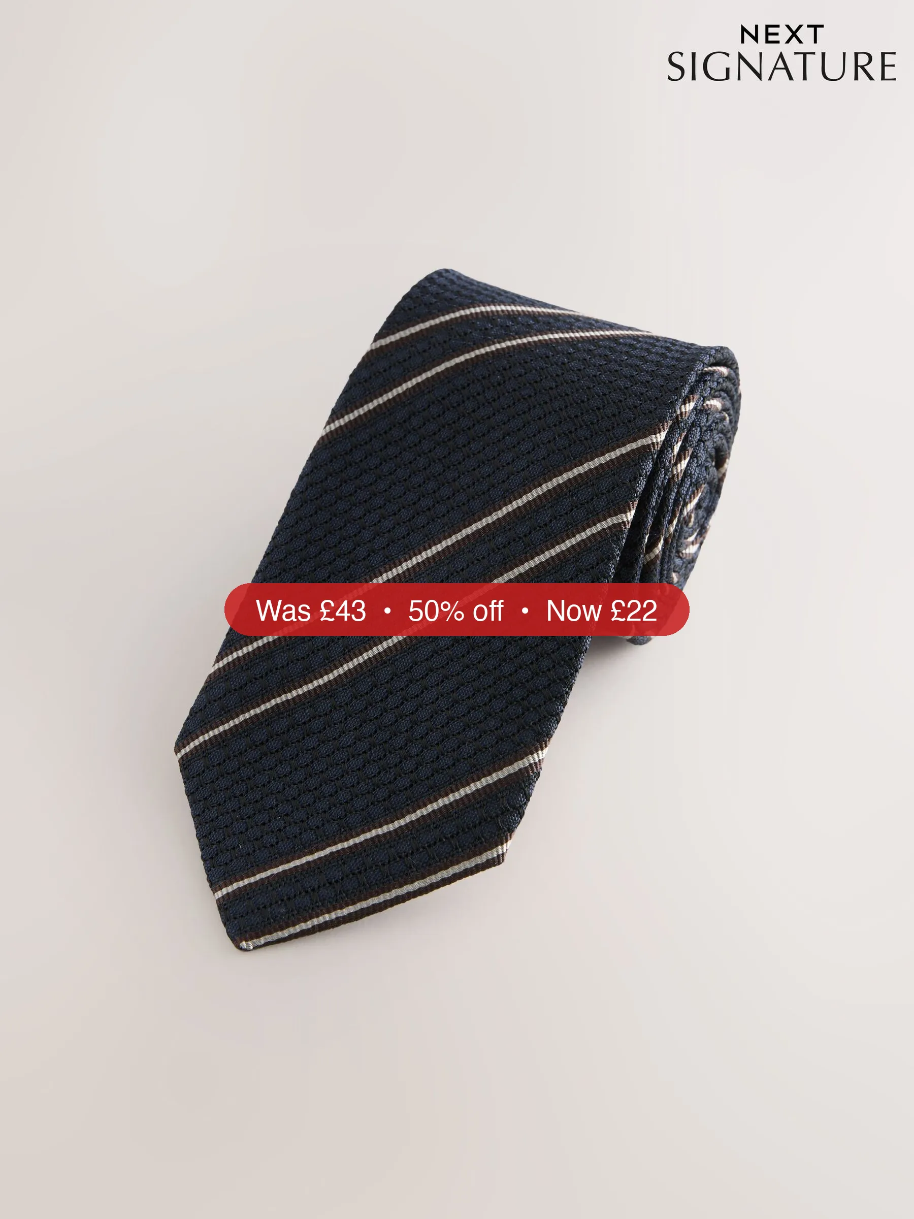 Next Navy Signature Silk Tie - 50% Off