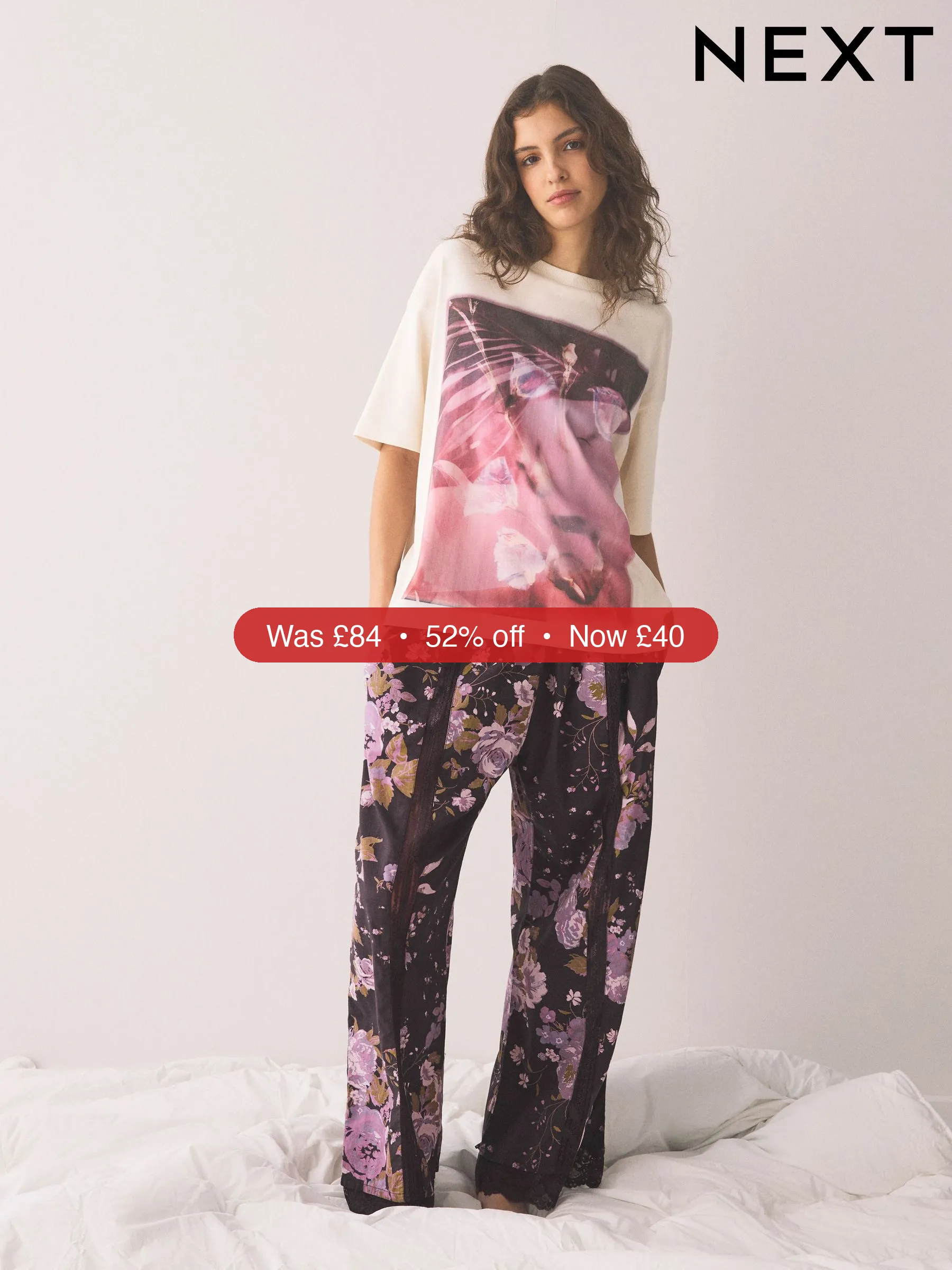 Next Purple Floral Short Sleeve Pyjamas - 52% Off