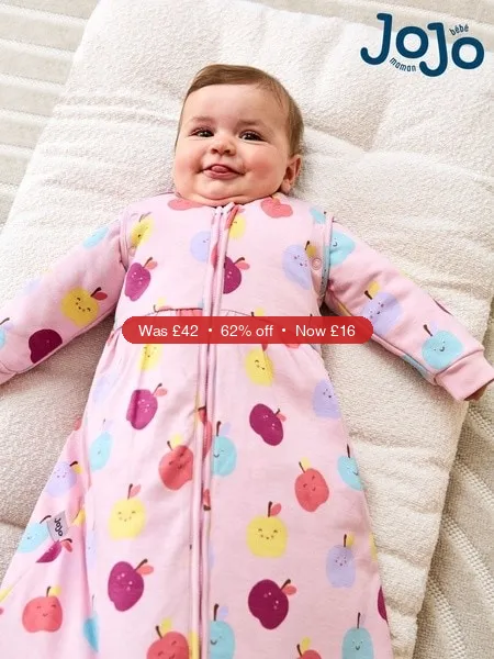 Next JoJo Maman Bébé Pink Happy Apples 3.5 Tog Baby Sleeping Bag - 62% Off