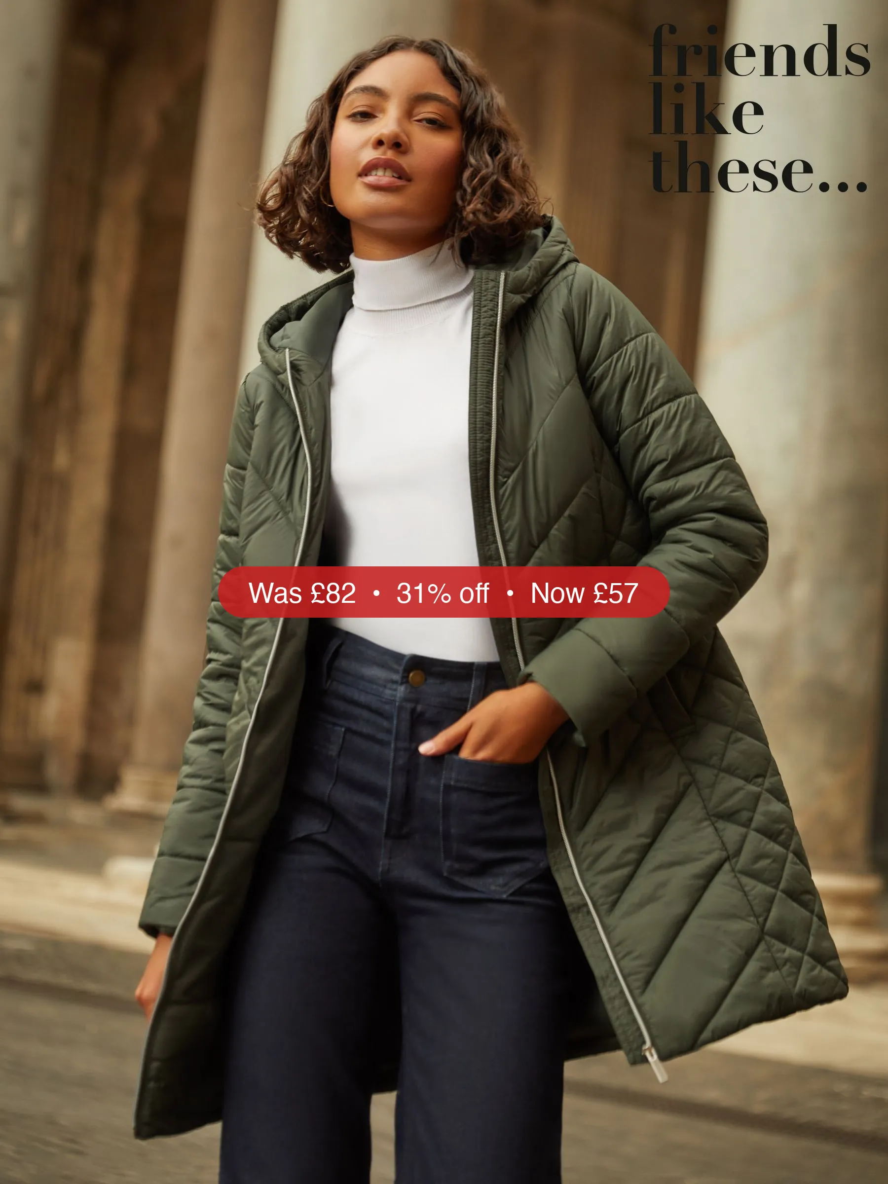 Next Friends Like These Green Mid Length Quilted Jacket - 31% Off