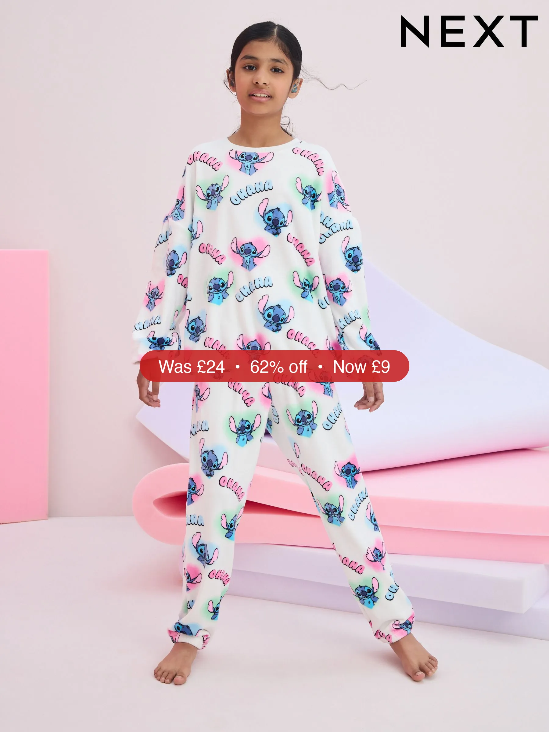 Next White Lilo & Stitch Cosy Fleece Pyjamas (3-16yrs) - 62% Off