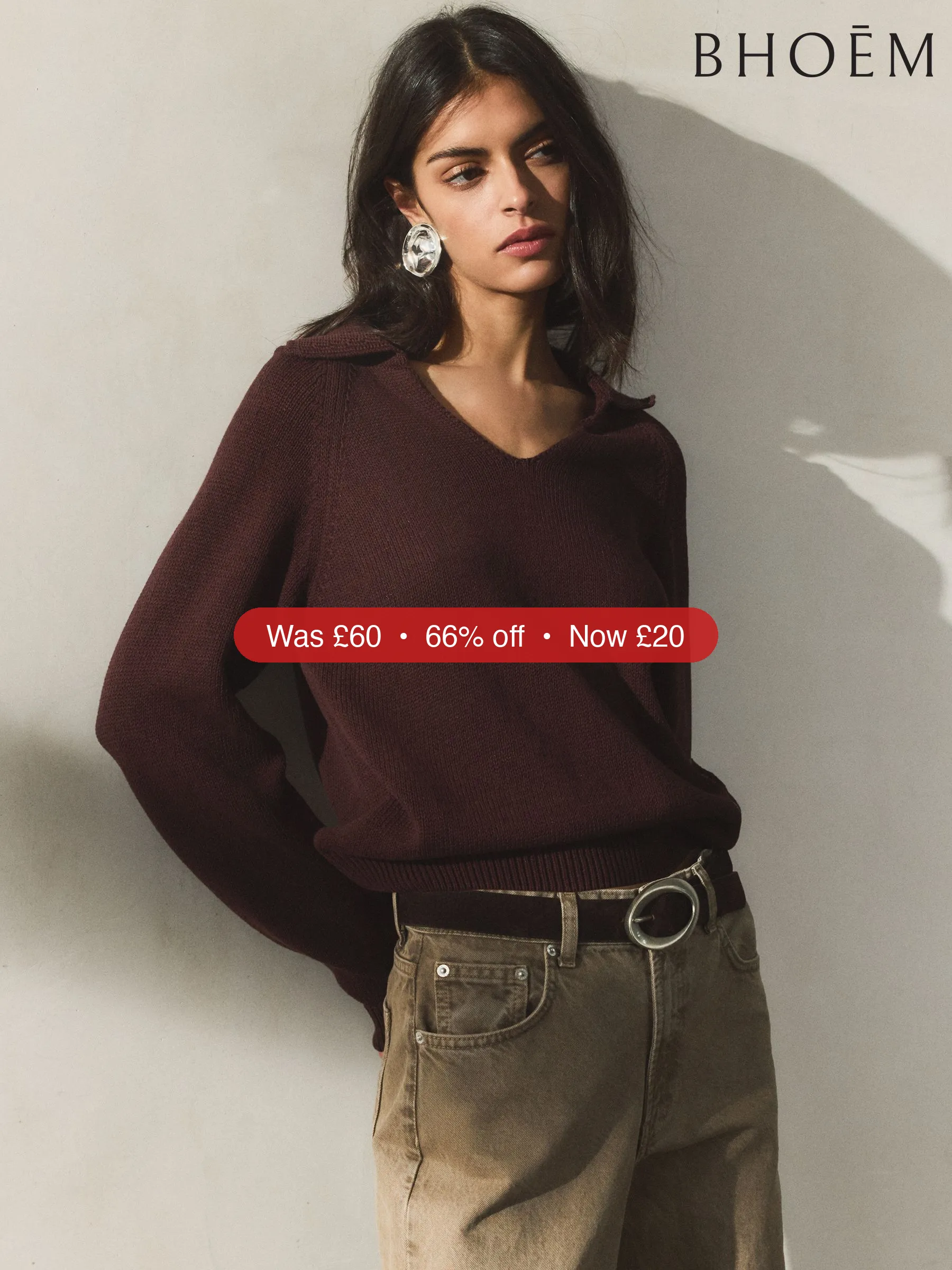 Next BHOEM Brown Long Sleeve Knit Polo Shirt - 66% Off