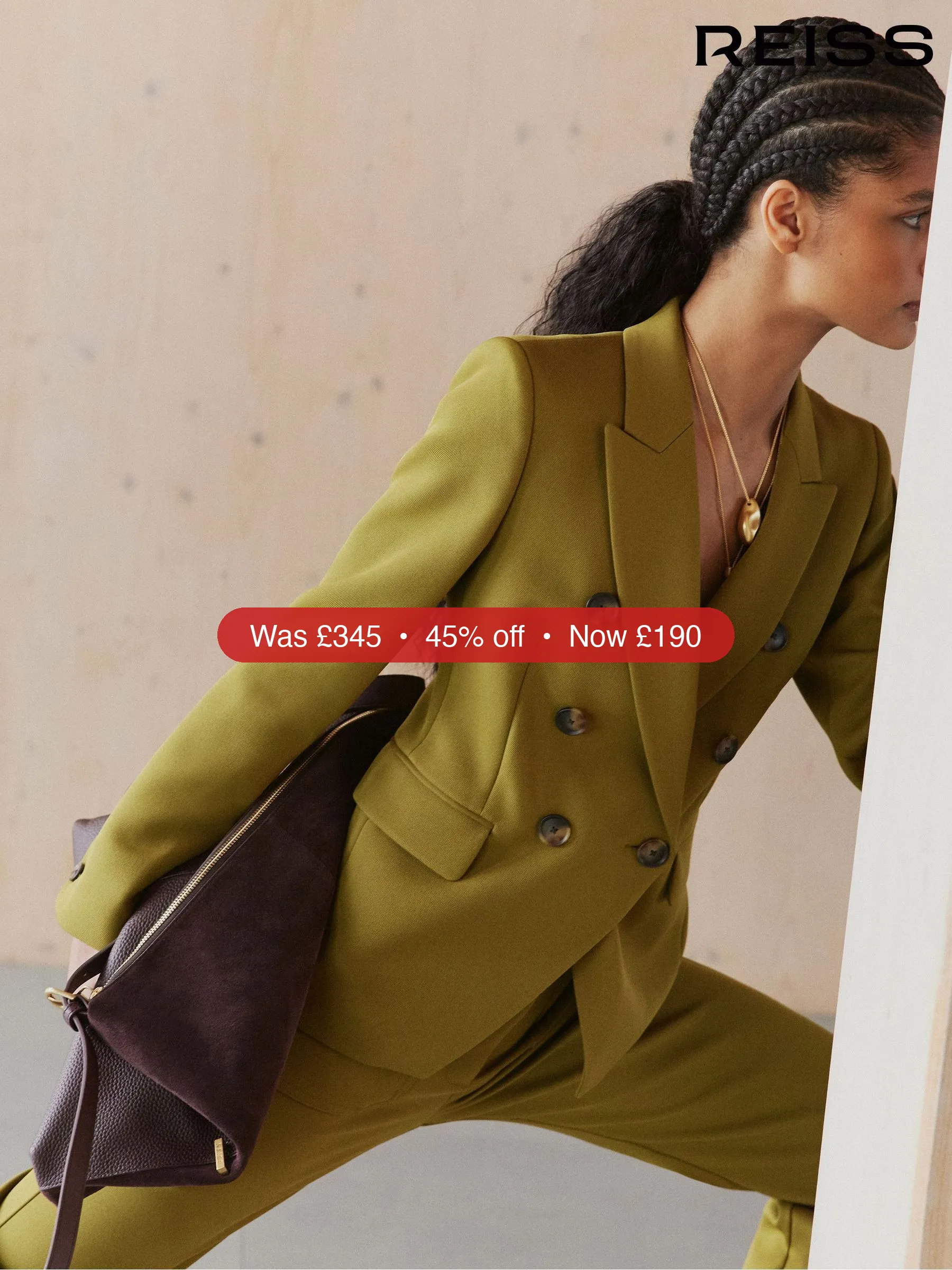 Next Reiss Chartreuse Green Priya Twill Double-Breasted Blazer - 45% Off