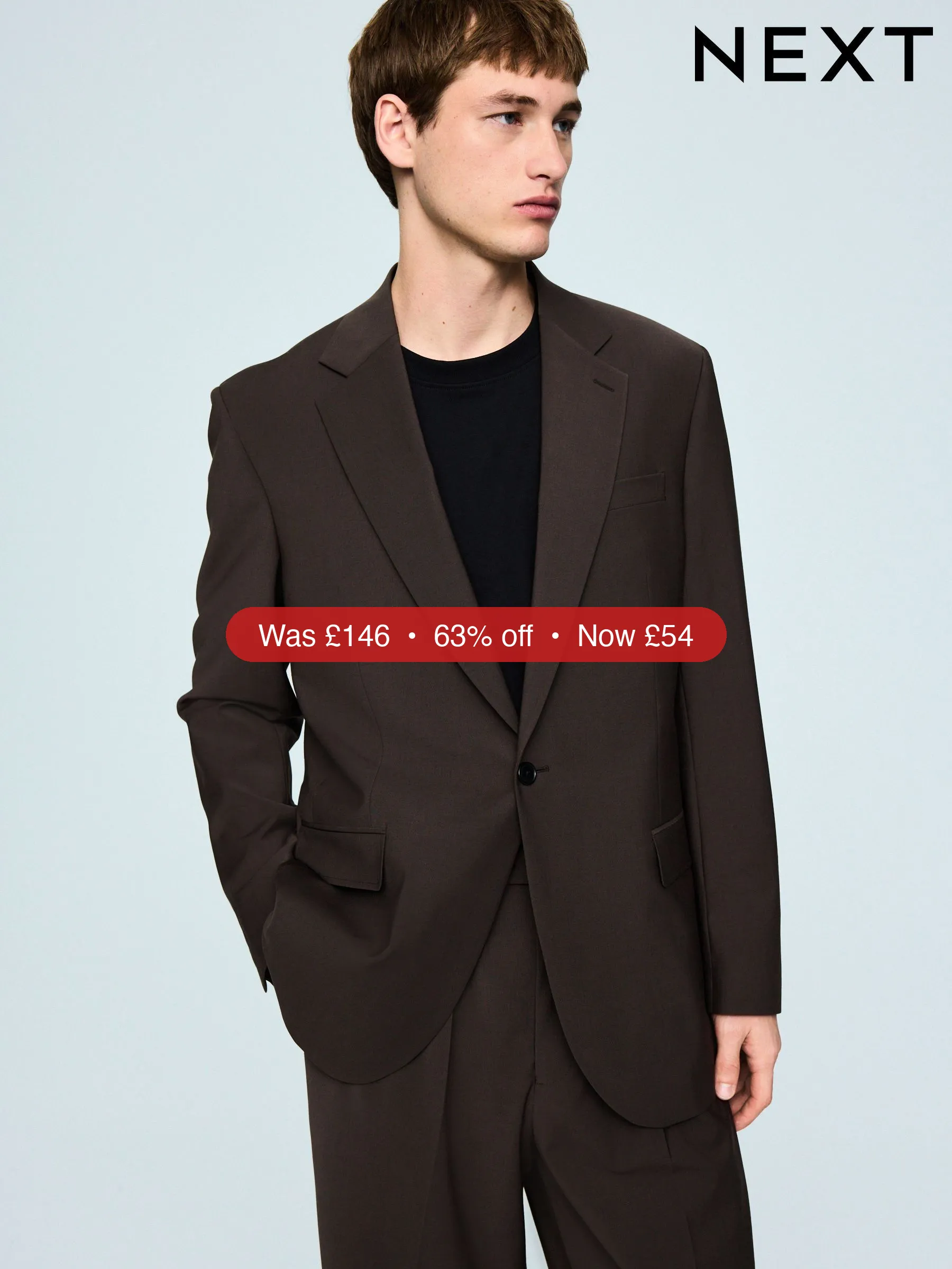 Next Brown Loose Fit Wool Blend Suit Jacket - 63% Off