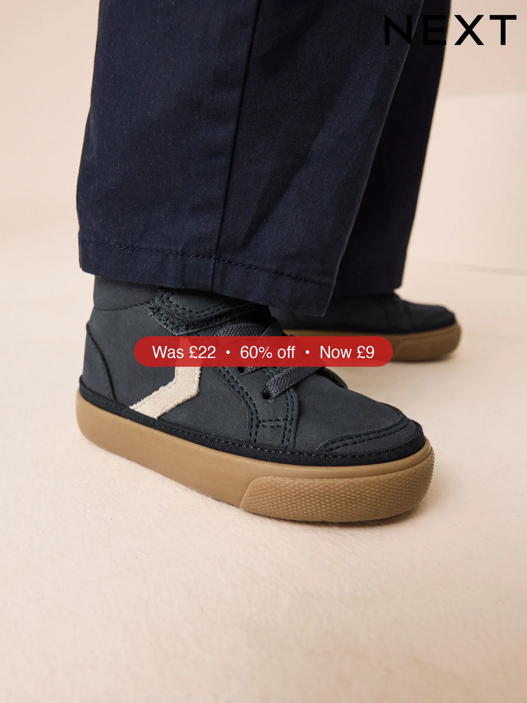 Next Black Standard Fit (F) Elastic Lace Touch Fastening Chevron Boots - 60% Off