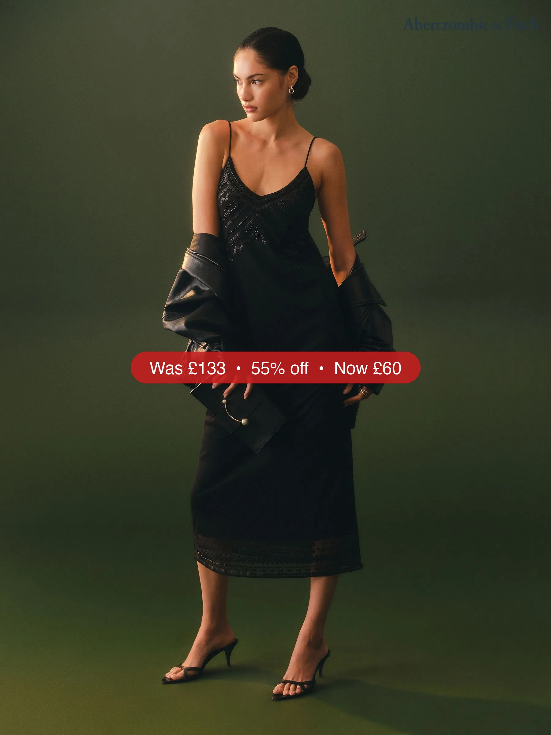 Next Abercrombie & Fitch Black Tie Back Midi Dress - 55% Off