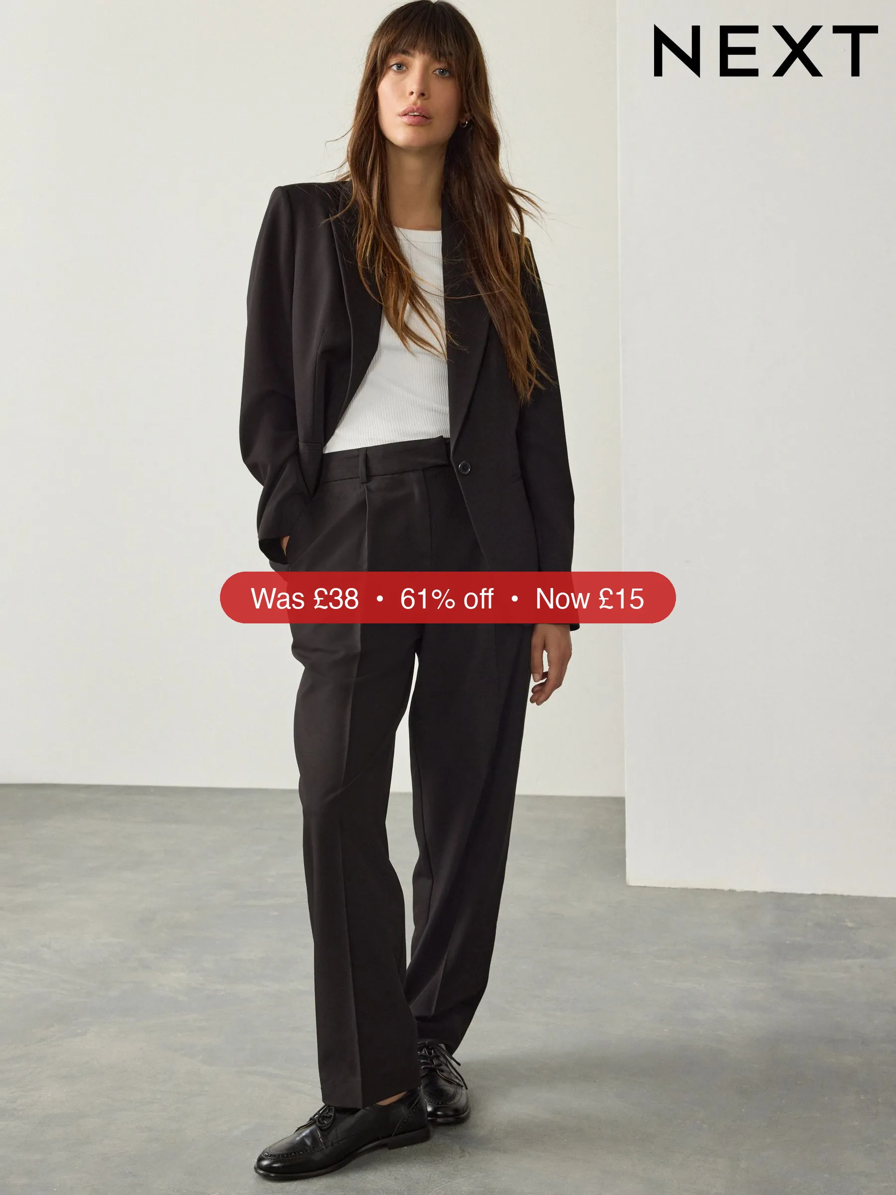 Next Black Tailored Tapered Trousers - 61% Off