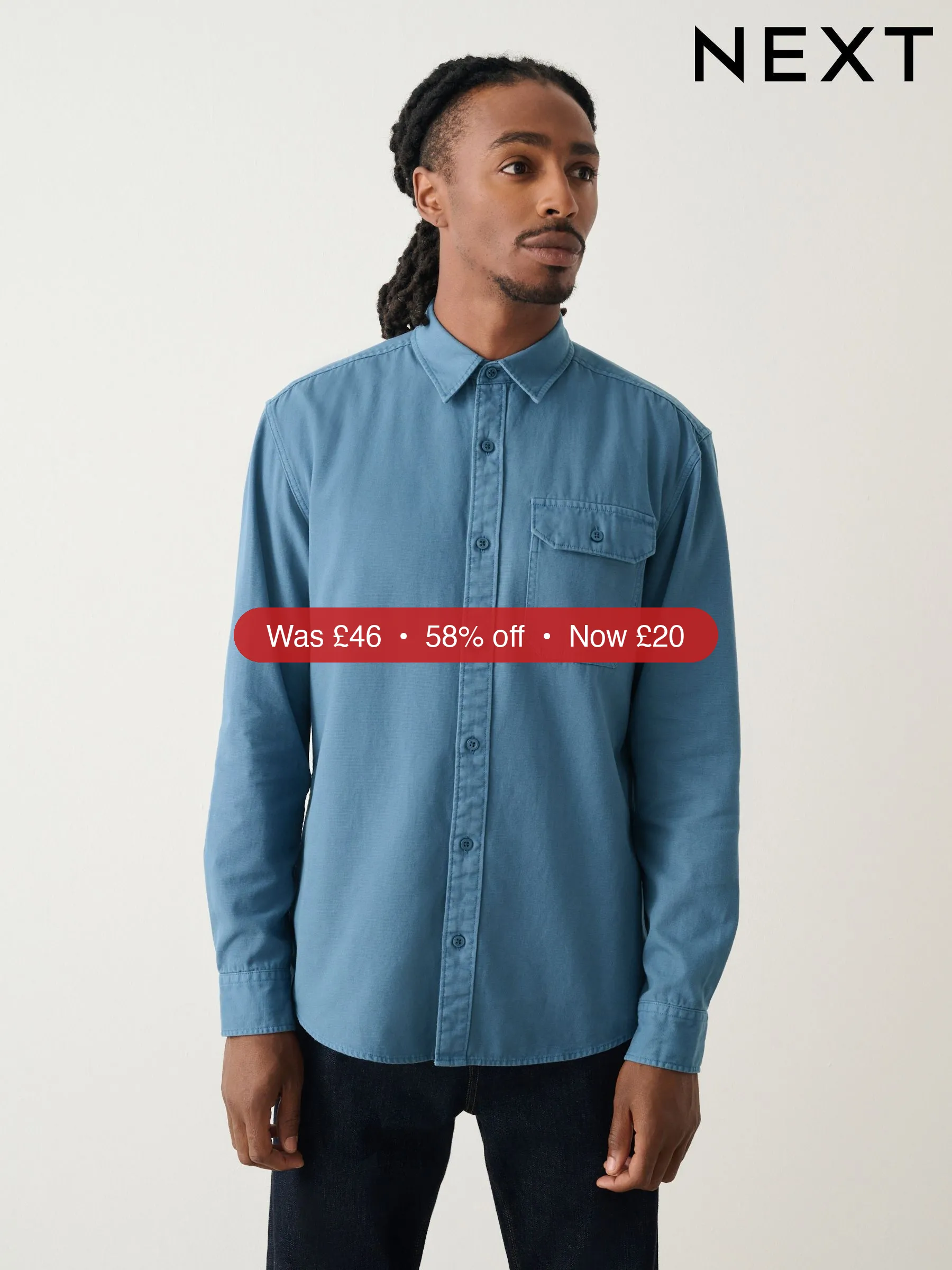 Next Blue Long Sleeve Garment Dyed Oxford Shirt - 58% Off