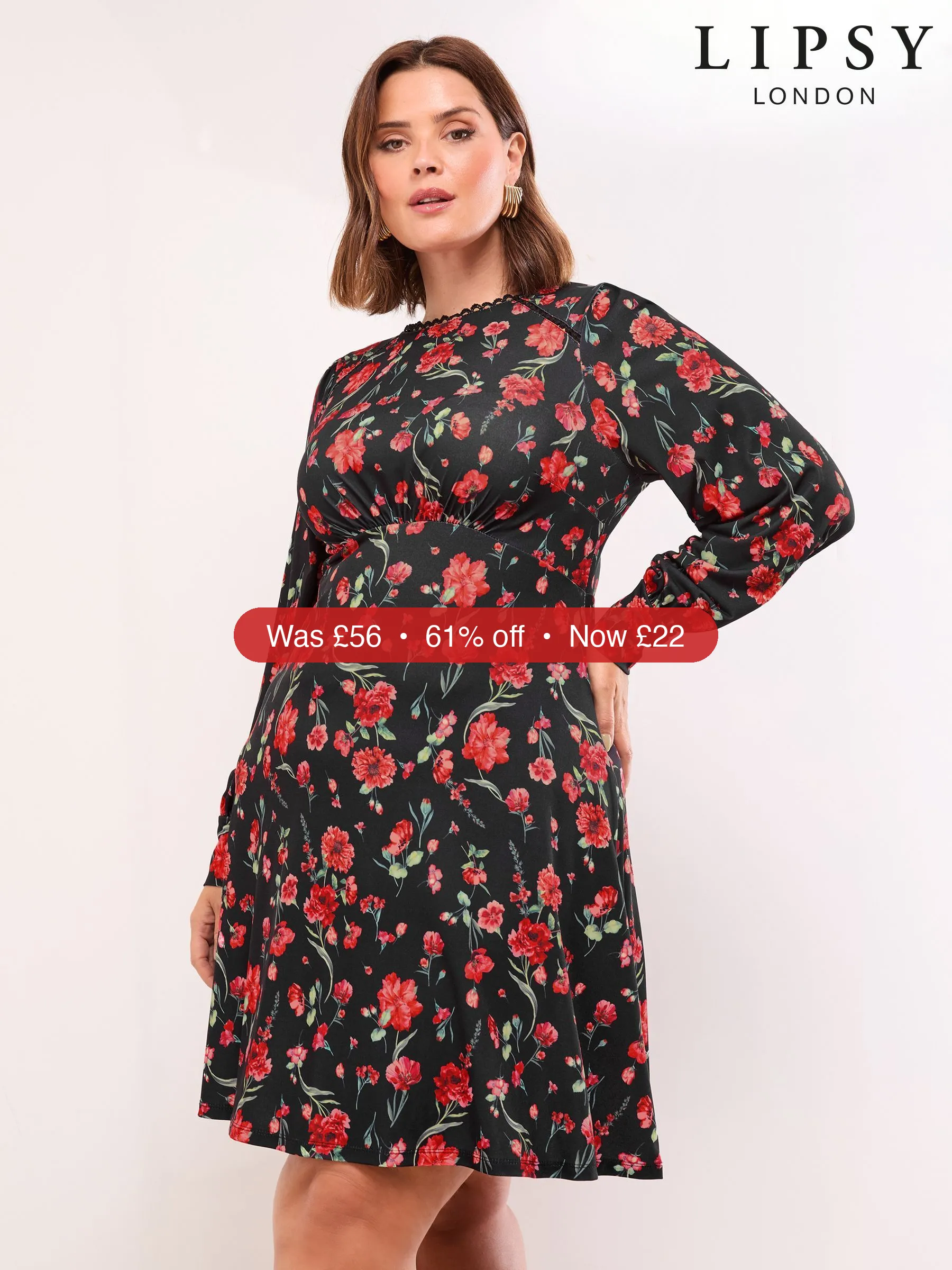 Next Lipsy Black Curve Mini Floral Lace Trim Jersey Underbust Dress - 61% Off