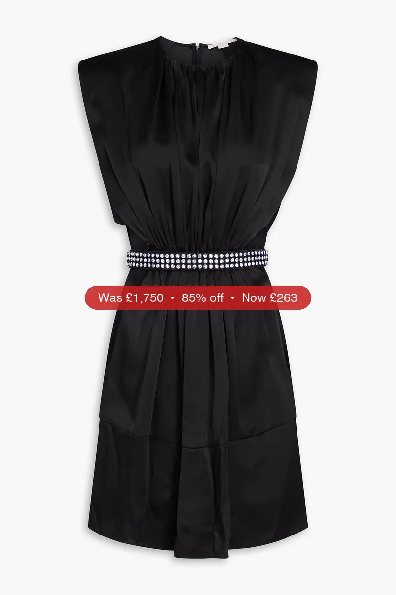STELLA MCCARTNEY Cutout crystal-embellished satin-crepe mini dress - 85% Off