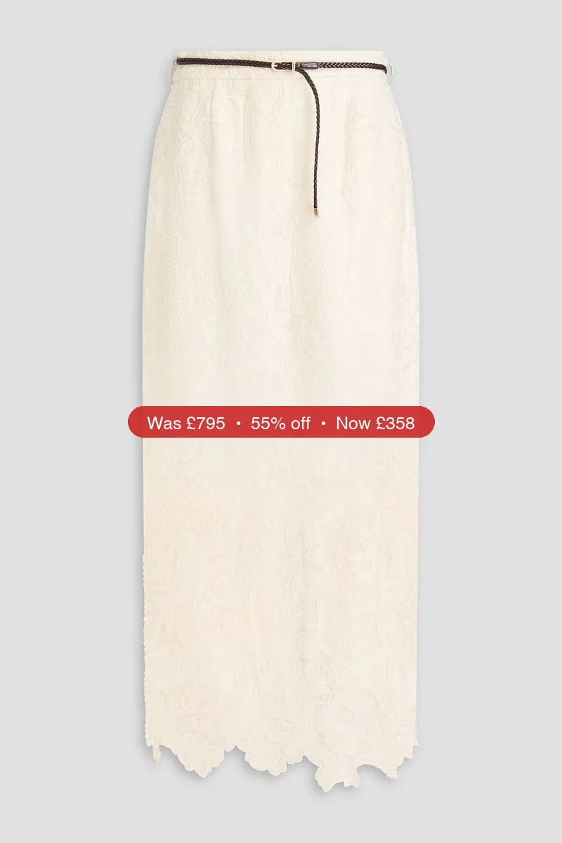 ZIMMERMANN Embroidered linen-gauze midi skirt - 55% Off