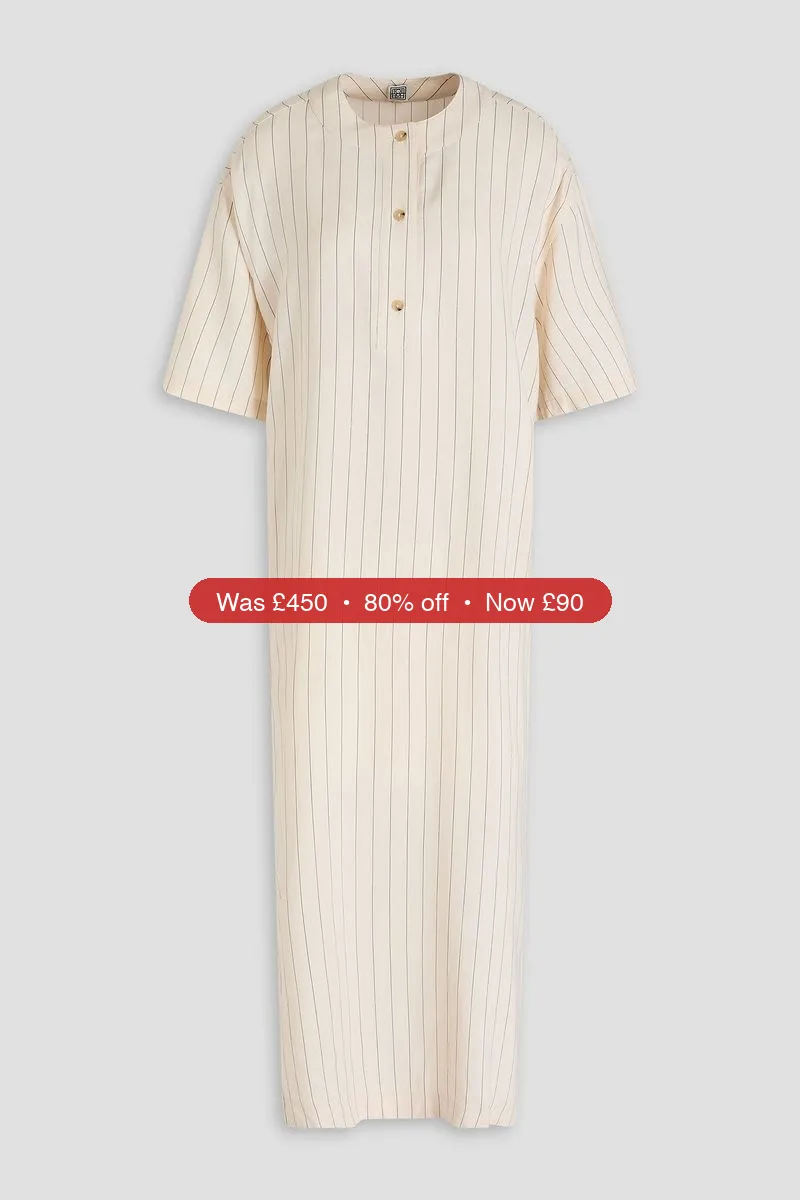 TOTEME Striped crepe midi dress - 80% Off