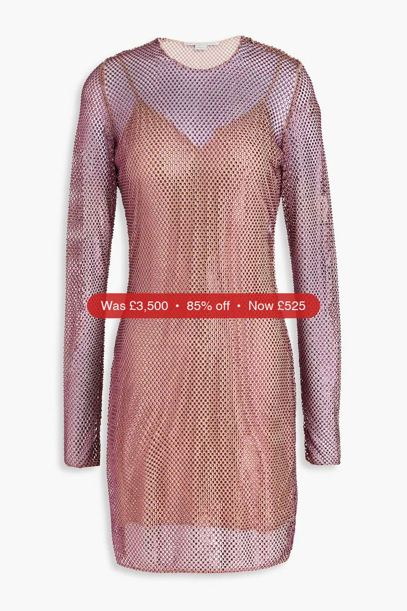 STELLA MCCARTNEY Crystal-embellished fishnet mini dress - 85% Off