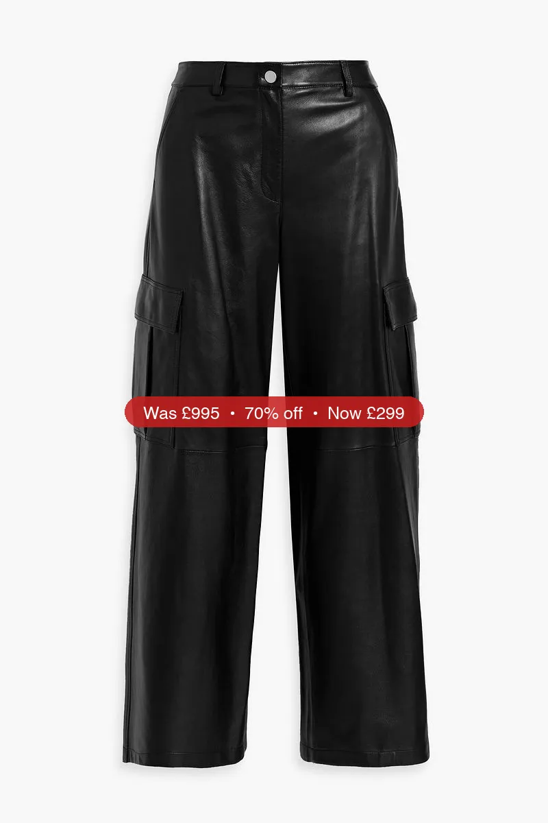 THEORY Leather wide-leg pants - 70% Off