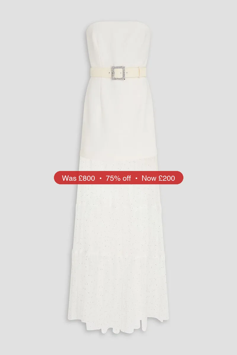 REBECCA VALLANCE Mirabella strapless tiered tulle and crepe gown - 75% Off