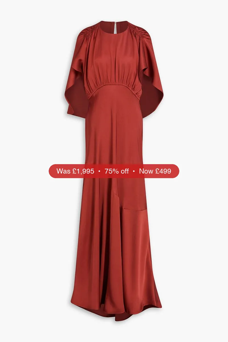 ZIMMERMANN Cape-effect satin-twill gown - 75% Off