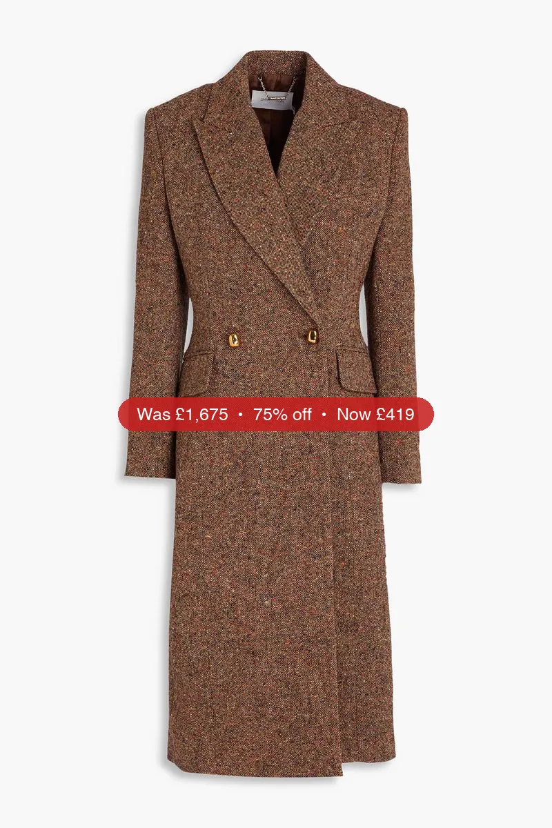 ZIMMERMANN Double-breasted Donegal tweed coat - 75% Off
