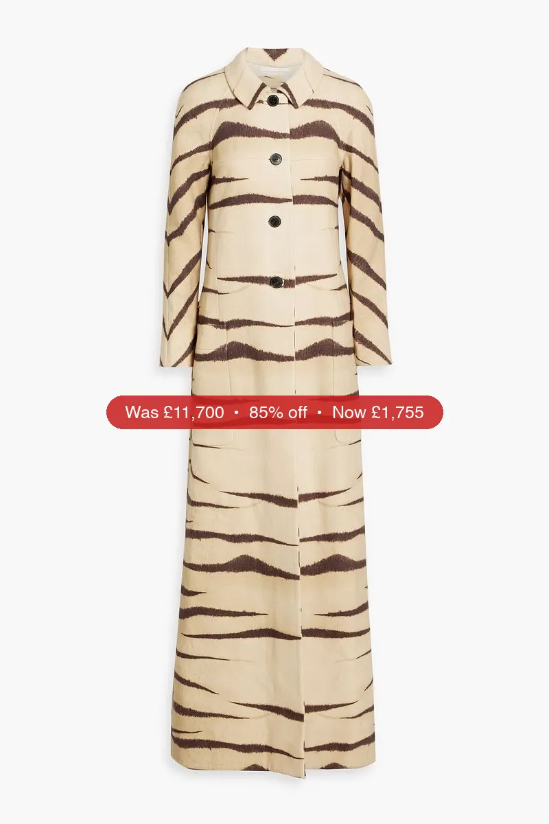 VALENTINO GARAVANI Tiger-print wool-twill coat - 85% Off