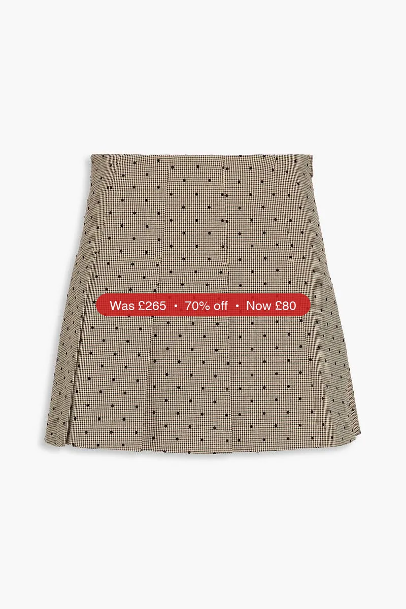 GANNI Flocked houndstooth tweed mini skirt - 70% Off