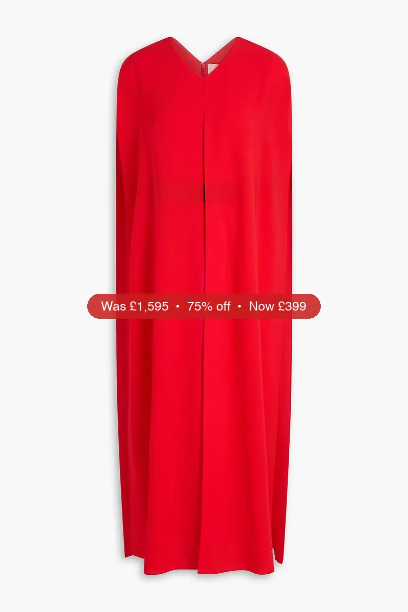 ROKSANDA Cape-effect belted crepe midi dress - 75% Off