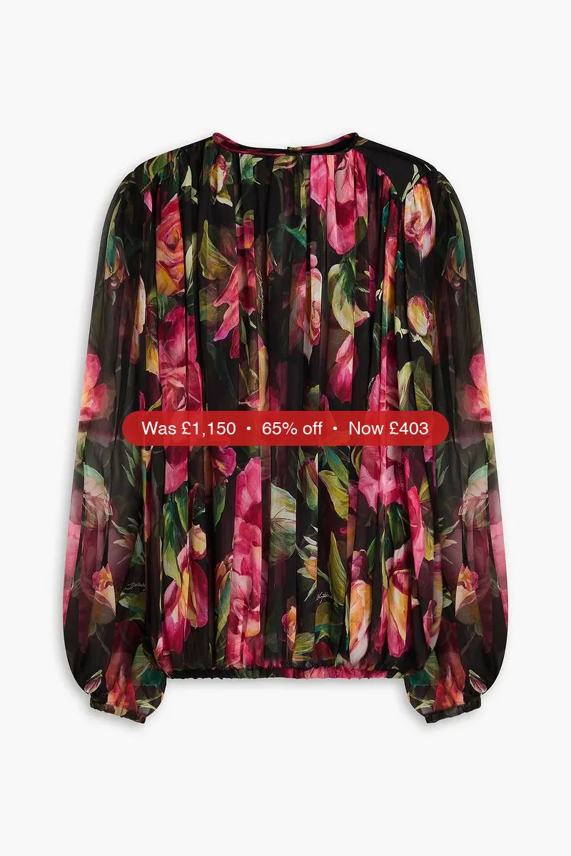 DOLCE&GABBANA Floral-print silk-chiffon blouse - 65% Off
