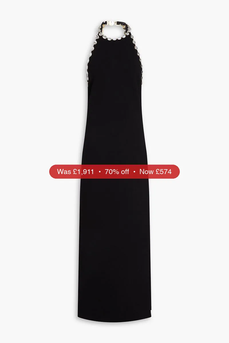 GALVAN  LONDON Open-back embellished stretch-knit gown - 70% Off