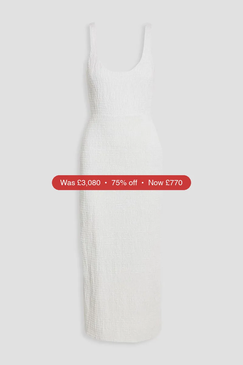 GABRIELA HEARST Girard shirred linen midi dress - 75% Off