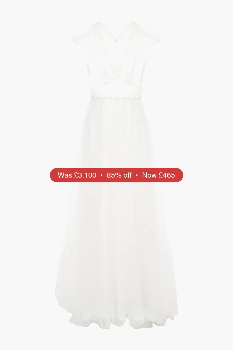 JENNY PACKHAM Gardenia embellished glittered tulle bridal gown - 85% Off