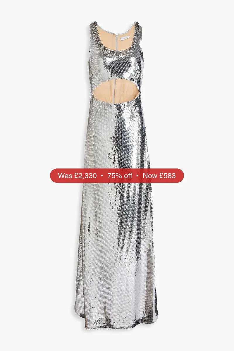 RABANNE Cutout sequined crepe maxi dress - 75% Off