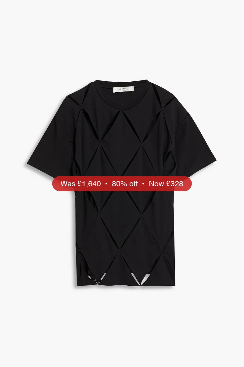 VALENTINO GARAVANI Cutout cotton-jersey T-shirt - 80% Off