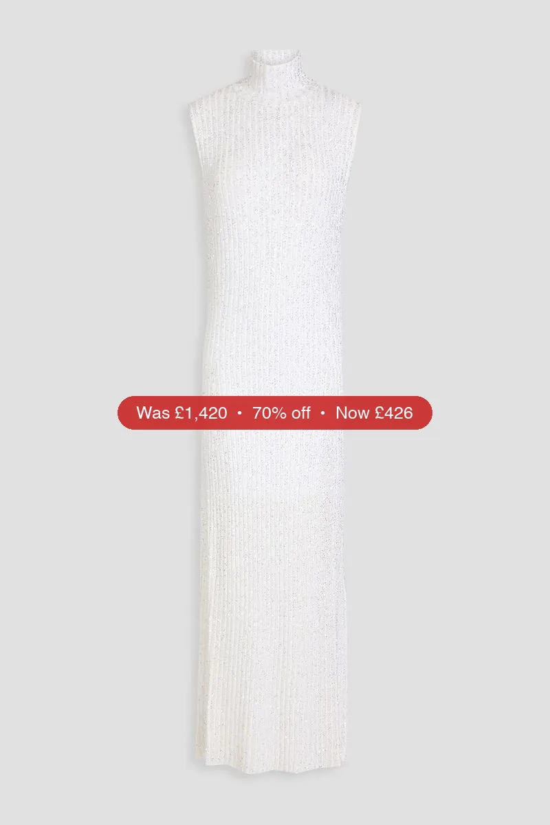 MISSONI Sequined ribbed-knit maxi dress - 70% Off