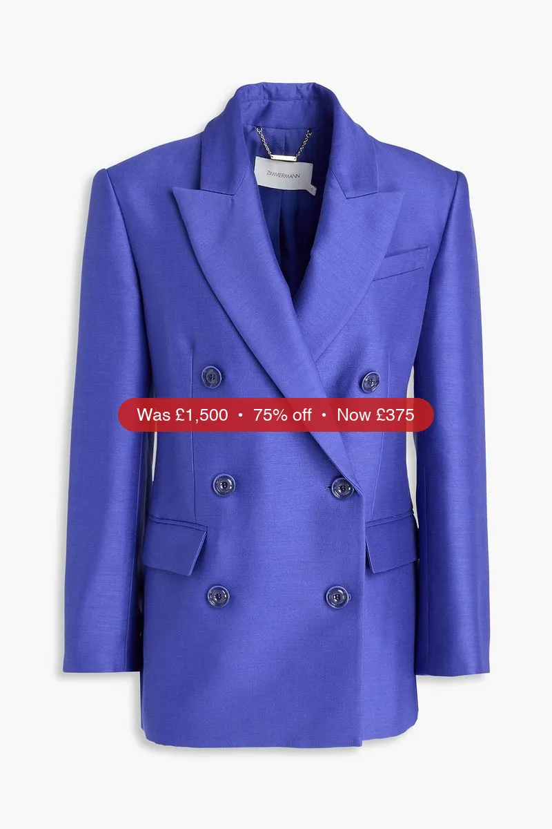 ZIMMERMANN Double-breasted wool and silk-blend blazer - 75% Off