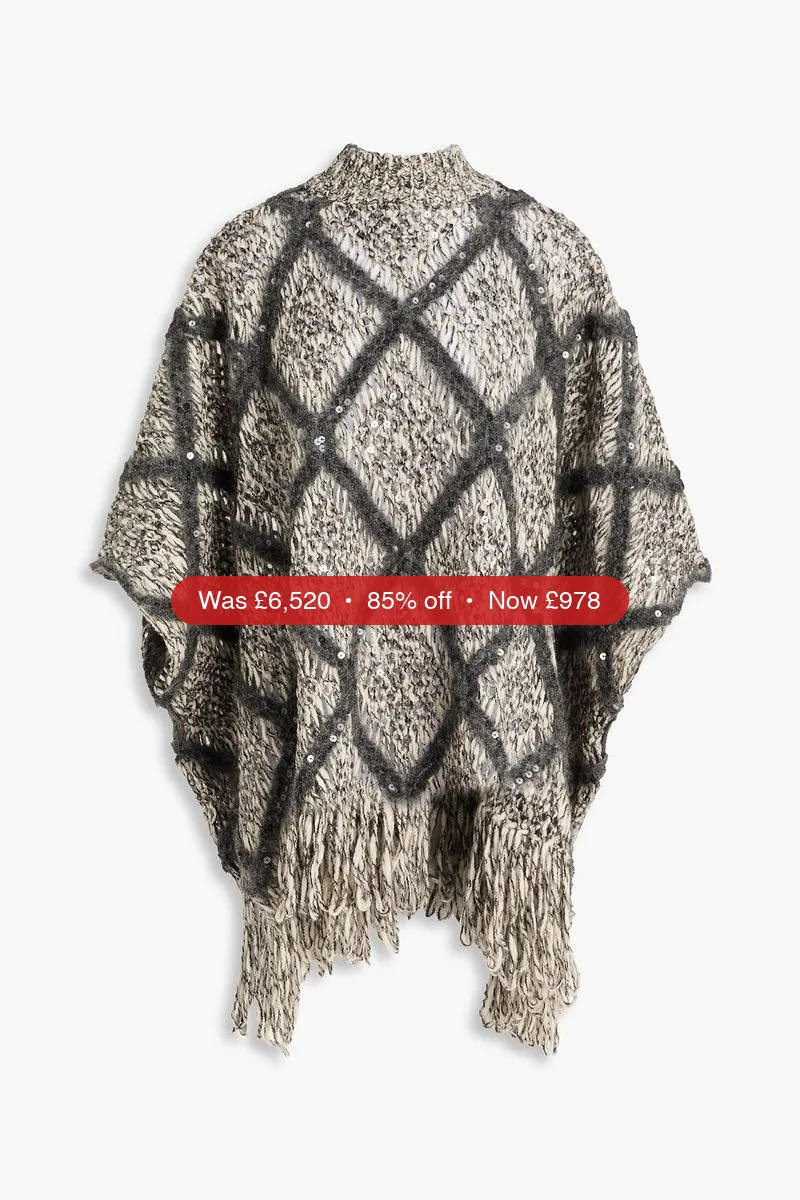 BRUNELLO CUCINELLI Sequin-embellished wool-blend turtleneck sweater - 85% Off