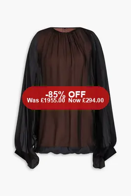 VALENTINO GARAVANI Gathered silk-chiffon blouse - 85% Off
