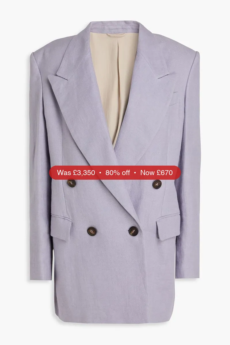 BRUNELLO CUCINELLI Double-breasted linen and hemp-blend blazer - 80% Off
