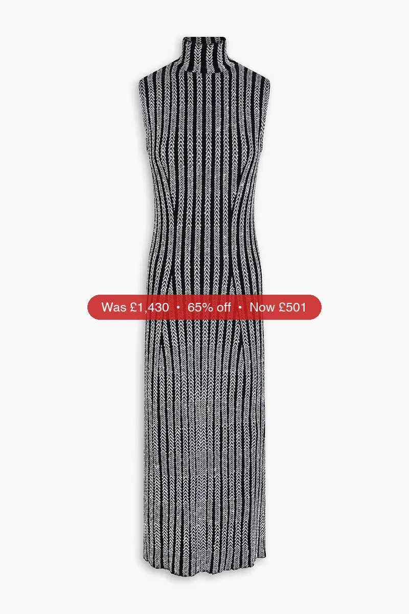 MISSONI Sequin-embellished ribbed-knit turtleneck midi dress - 65% Off