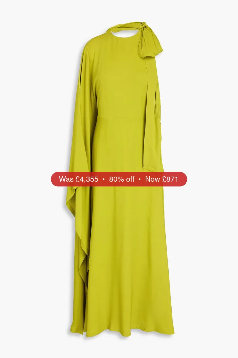 VALENTINO GARAVANI One-shoulder cape-effect silk crepe de chine midi dress - 80% Off