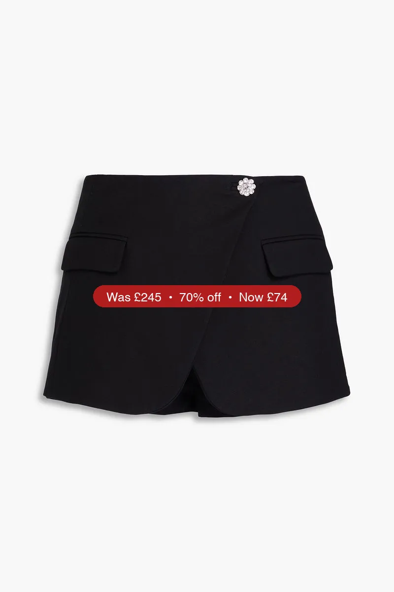 GANNI Skirt-effect stretch-cotton jersey shorts - 70% Off