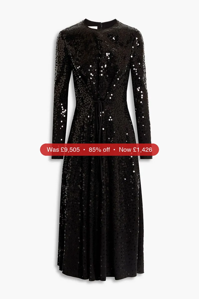 VALENTINO GARAVANI Sequined silk-crepe dress - 85% Off