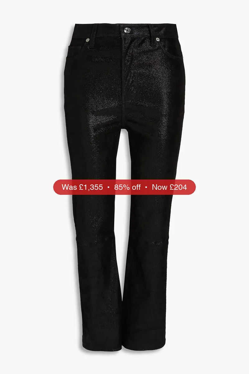FRAME Le Crop Mini metallic high-rise bootcut jeans - 85% Off