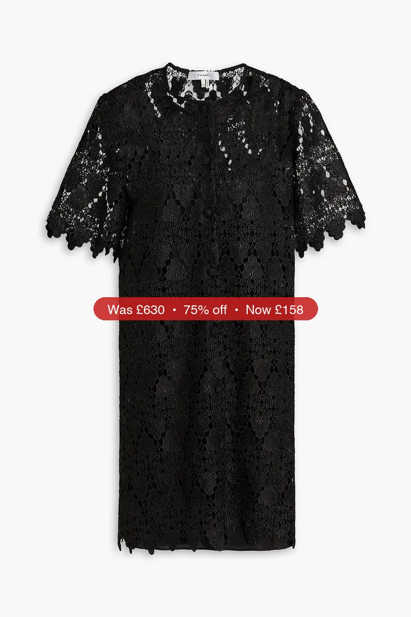 FRAME Metallic guipure lace mini dress - 75% Off