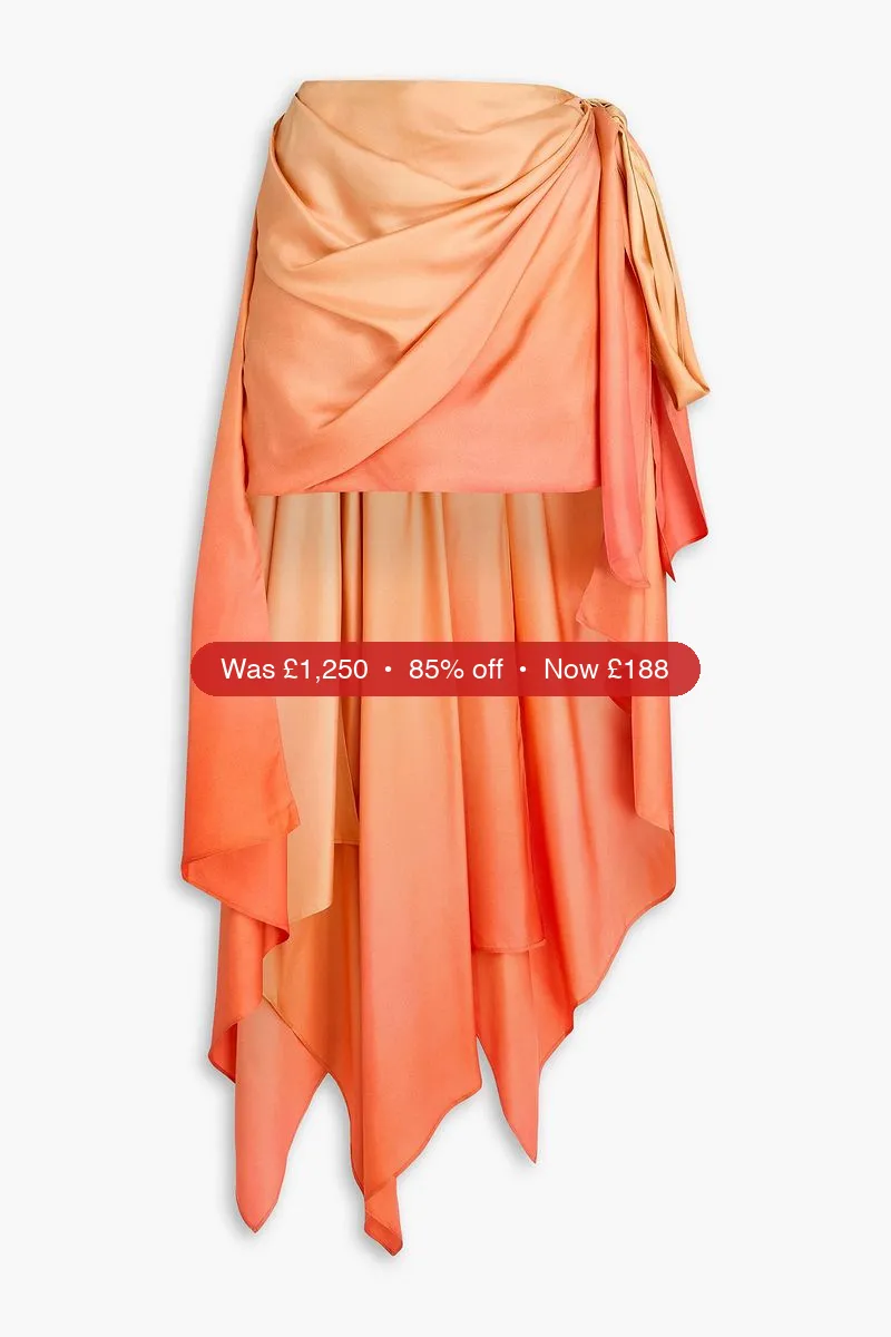 ZIMMERMANN Draped dégradé silk-twill mini skirt - 85% Off