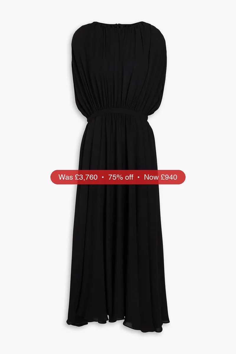 VALENTINO GARAVANI Gathered silk-crepe midi dress - 75% Off