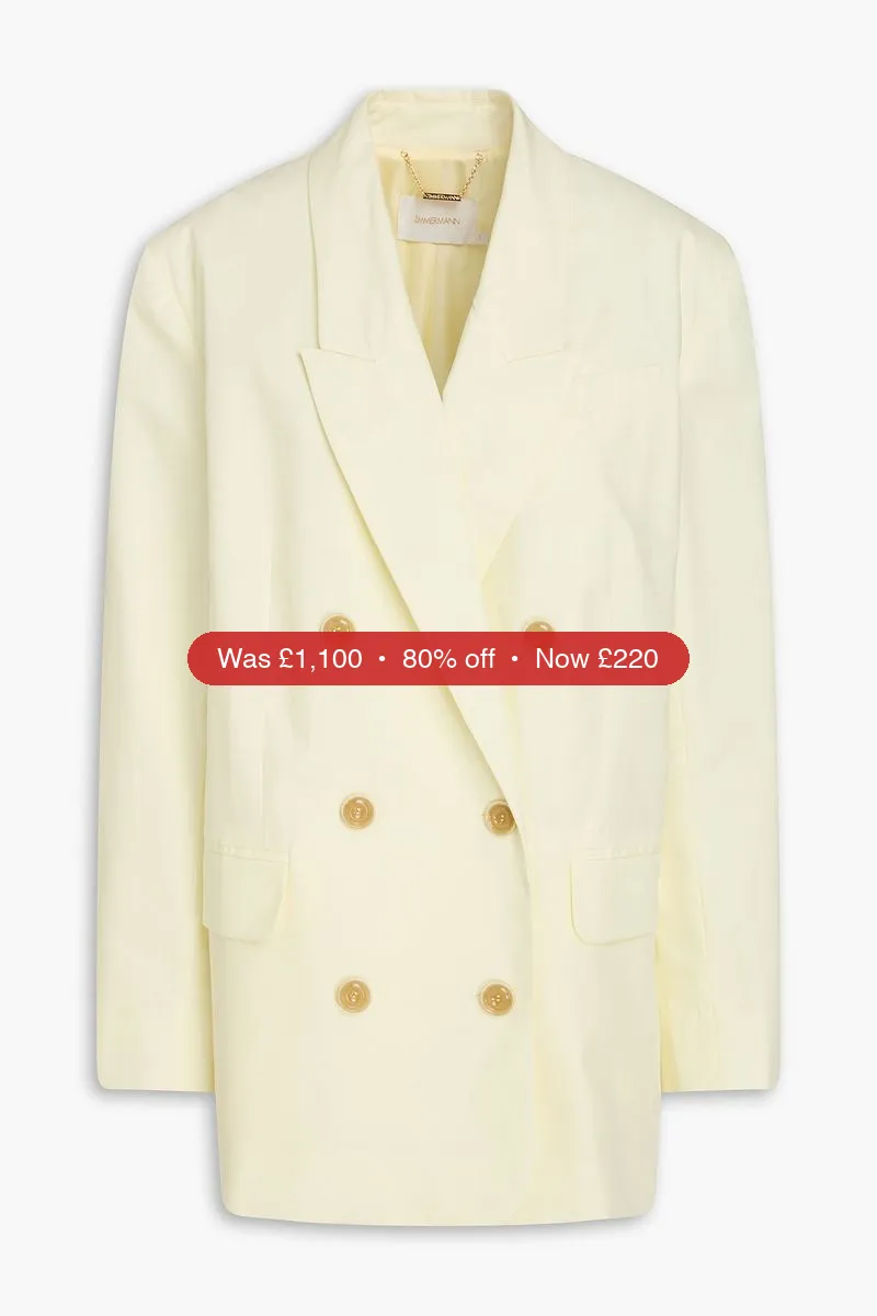 ZIMMERMANN Double-breasted cotton-poplin blazer - 80% Off