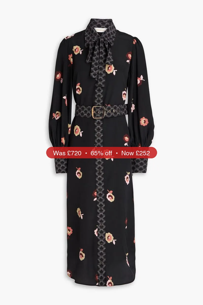 ZIMMERMANN Belted floral-print crepe de chine midi dress - 65% Off