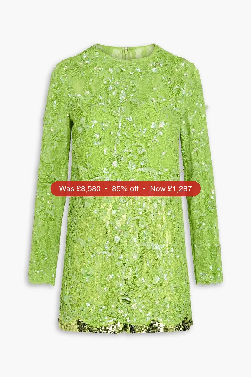 VALENTINO GARAVANI Embellished corded lace playsuit - 85% Off