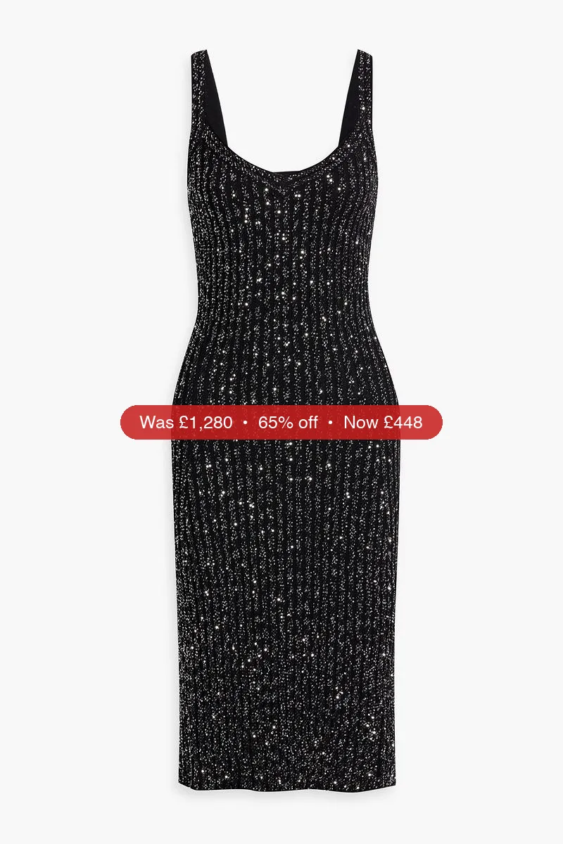 MISSONI Sequin-embellished ribbed-knit midi dress - 65% Off