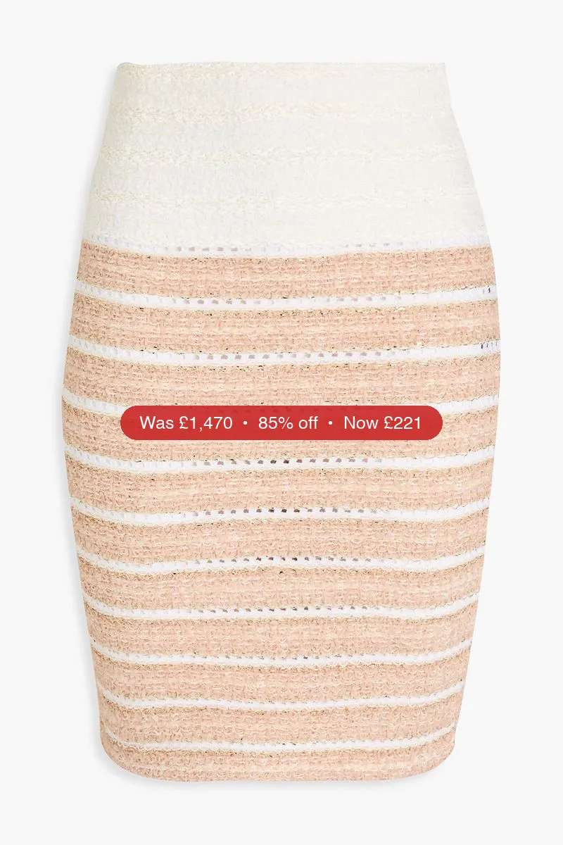 BALMAIN Metallic striped knitted mini skirt - 85% Off